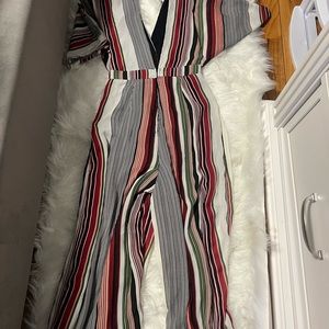 Multicolor midi romper with halter straps- never worn